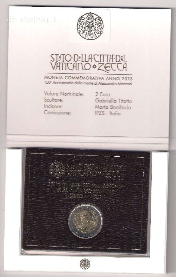 2 euro moneta Vatikanas 2023 Alessandro Manzoni - nuotraukos Nr. 3