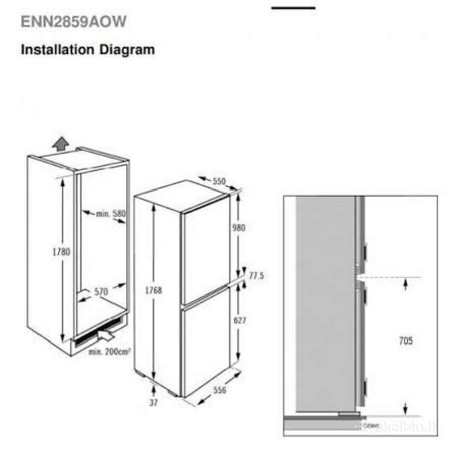 Montuojamas šaldytuvas Electrolux Enn2859aow - nuotraukos Nr. 2