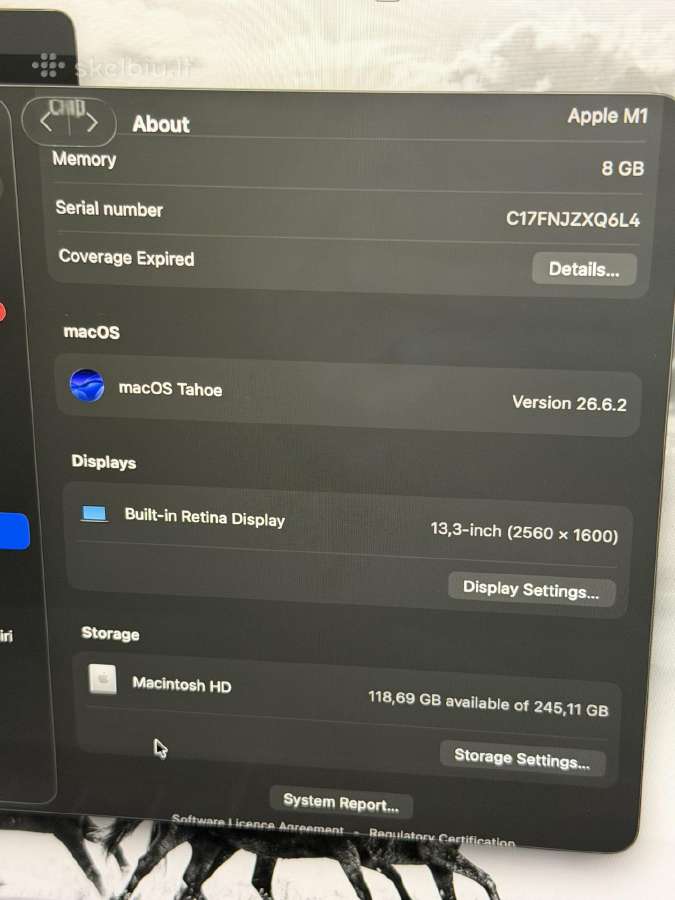 MacBook Air M1 13 8gb / 256gb - nuotraukos Nr. 11