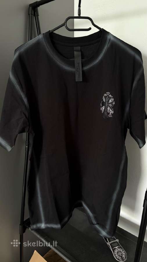 Chrome Hearts juodi marškinėliai su odiniu kryžiau - nuotraukos Nr. 2
