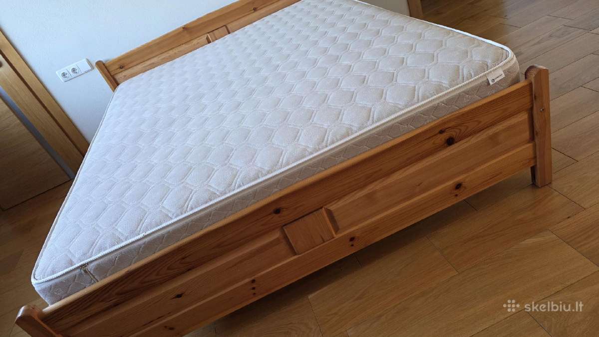Dvigulė medinė lova su Gemega čiužiniu - nuotraukos Nr. 7