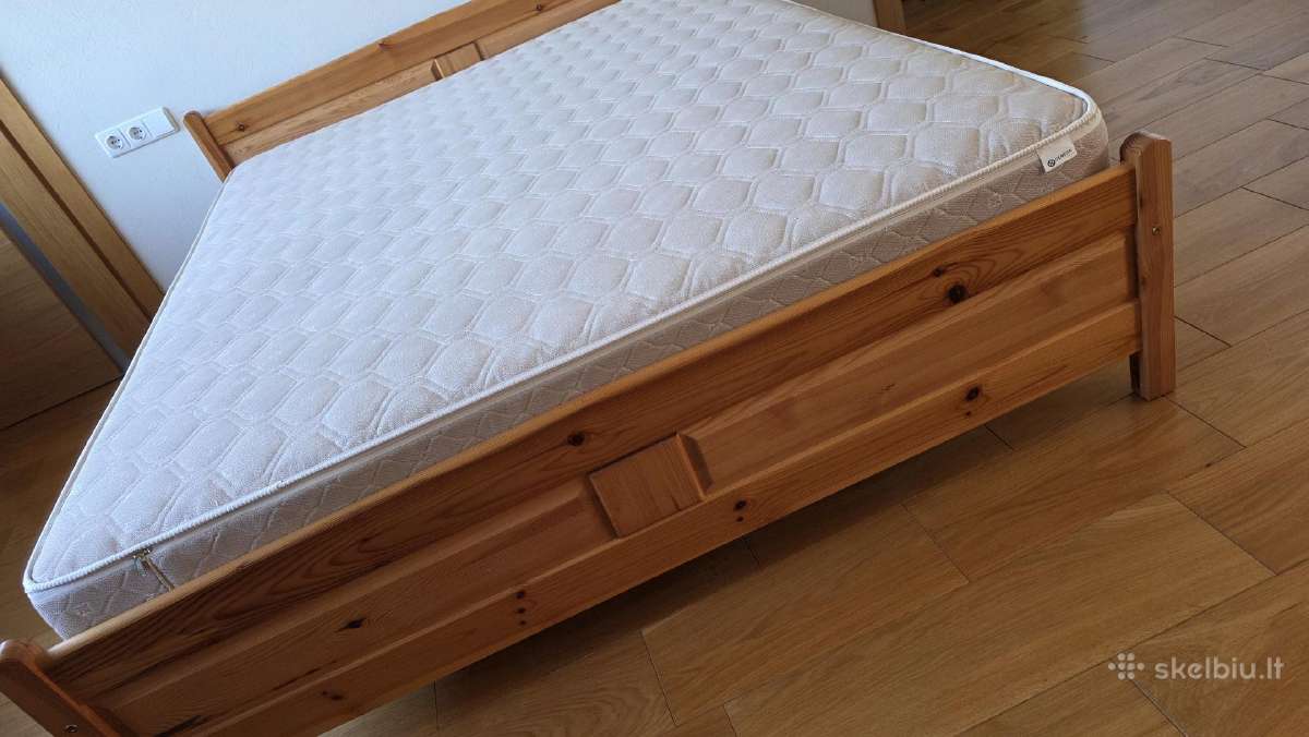 Dvigulė medinė lova su Gemega čiužiniu - nuotraukos Nr. 8