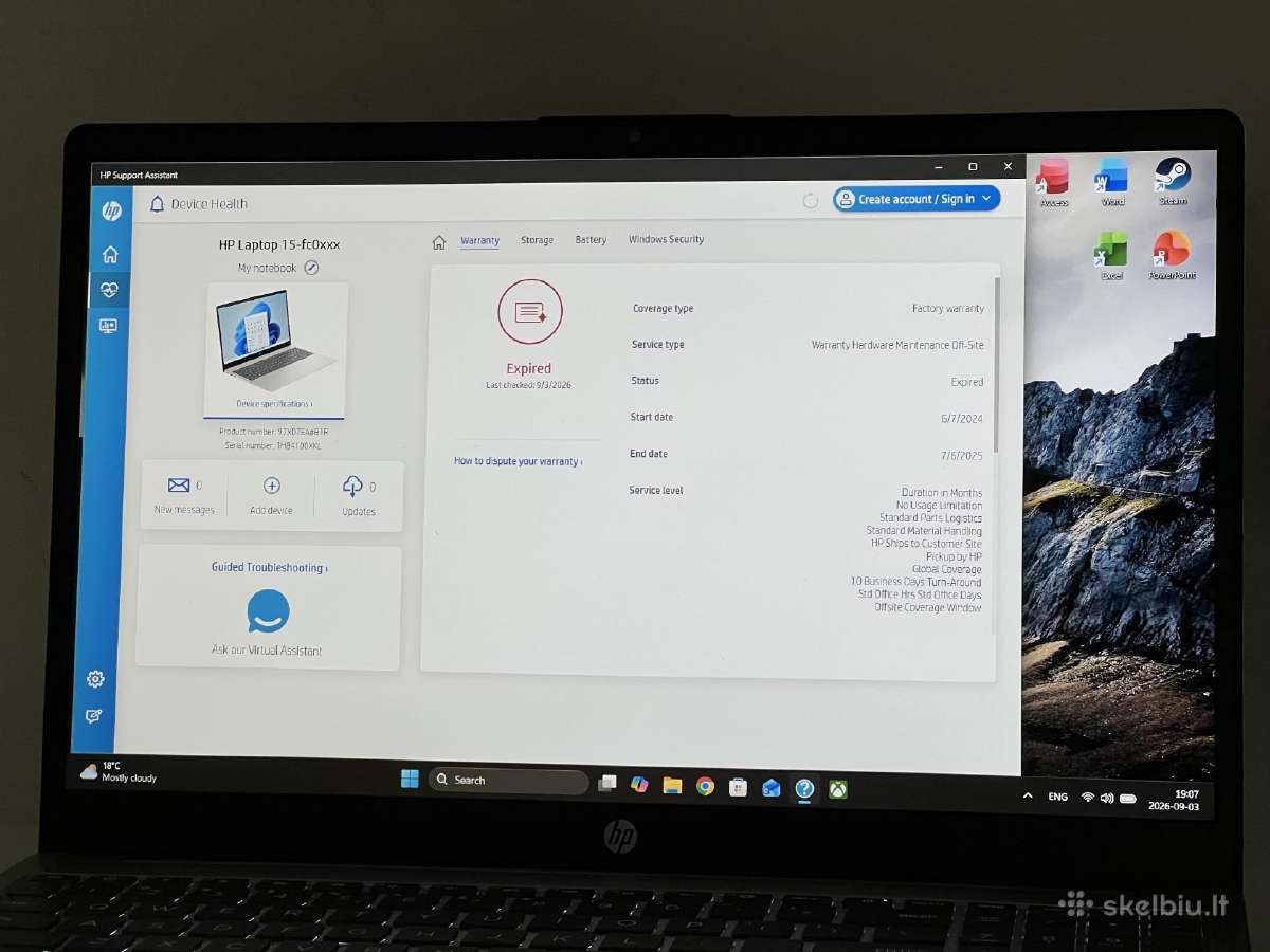 Parduodamas Hp Pavilion su Ryzen 5-7k, 8gb/512gb. - nuotraukos Nr. 9