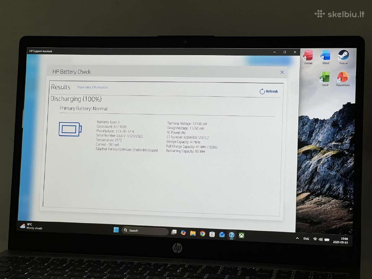 Parduodamas Hp Pavilion su Ryzen 5-7k, 8gb/512gb. - nuotraukos Nr. 10