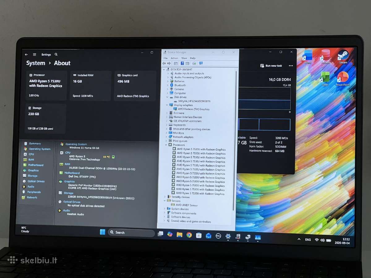Parduodamas Dell Inspiron su Ryzen 5, Touchscreen. - nuotraukos Nr. 8