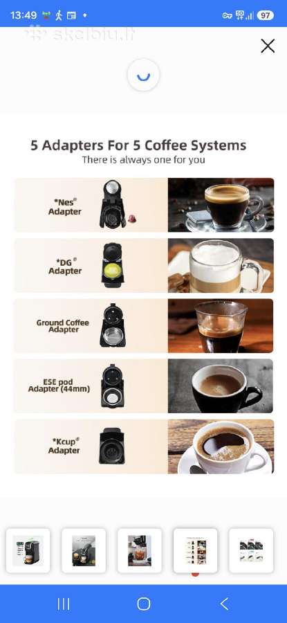 Espresso kavos aparatas su kapsulem ar be ju. - nuotraukos Nr. 5