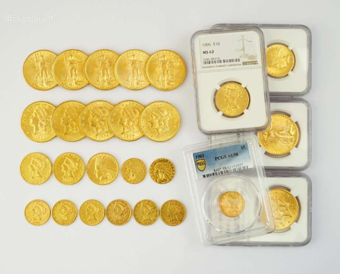 Us 5, 5 (su indėnu), 10, 20 dolerių monetos - nuotraukos Nr. 2