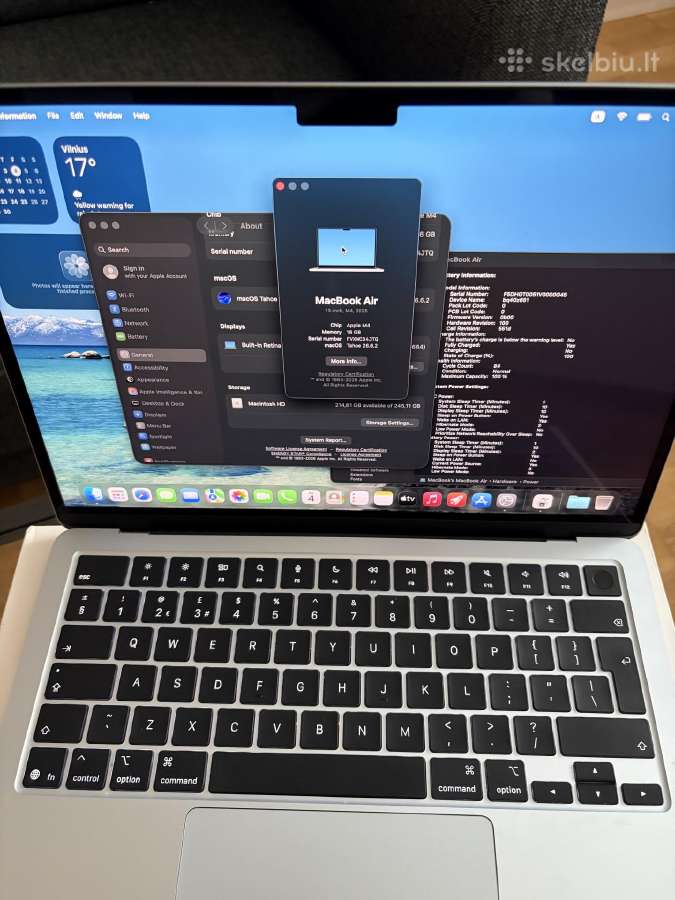 MacBook Air 13 m4 16gb/256gb 100% baterija - nuotraukos Nr. 3