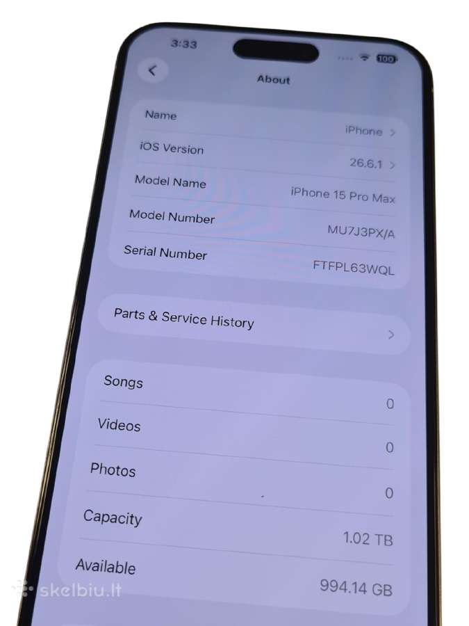 iPhone 15 Pro Max 1tb + 3 mėn. garantija - nuotraukos Nr. 4