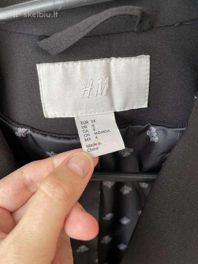 H&m juodas klasikinis švarkas 34 dydis - nuotraukos Nr. 4