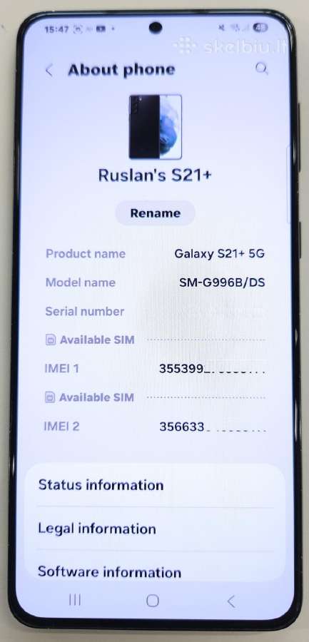 Samsung s21+ 256 GB 148 Eur - nuotraukos Nr. 5