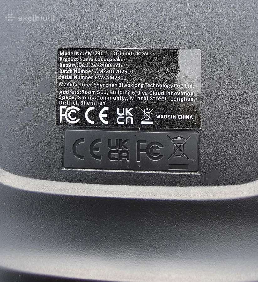 Nešiojama Bluetooth kolonėlė Am-2301 su Fm, Usb, T - nuotraukos Nr. 4