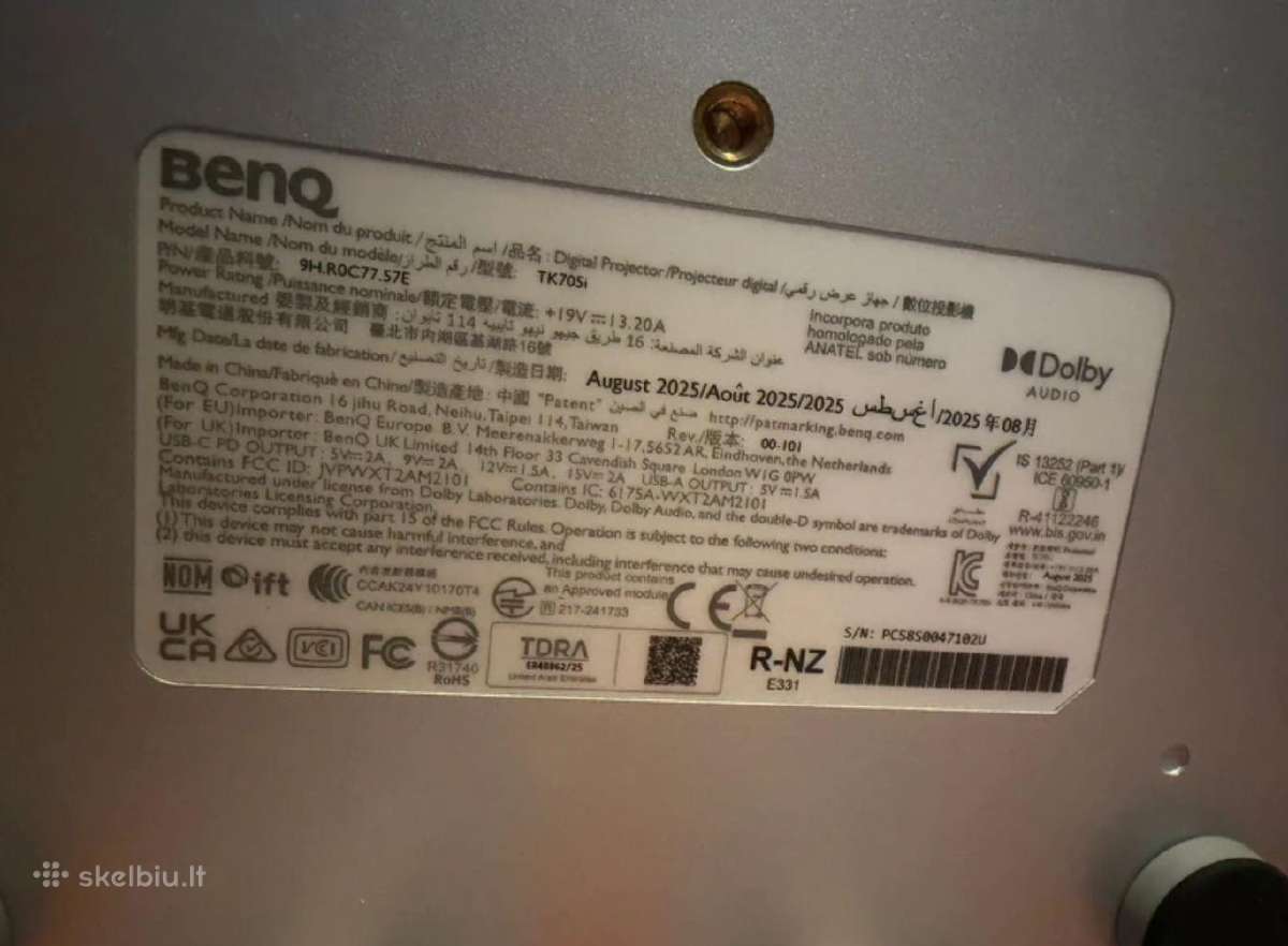 Benq Tk705 projektorius - nuotraukos Nr. 2