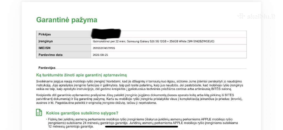 Samsung Galaxy S26, White 256/12gb - nuotraukos Nr. 11