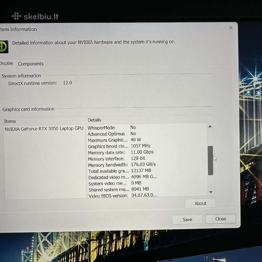 Lenovo Thinkpad T15p Gen3 i7-12700h Rtx 3070 - nuotraukos Nr. 8