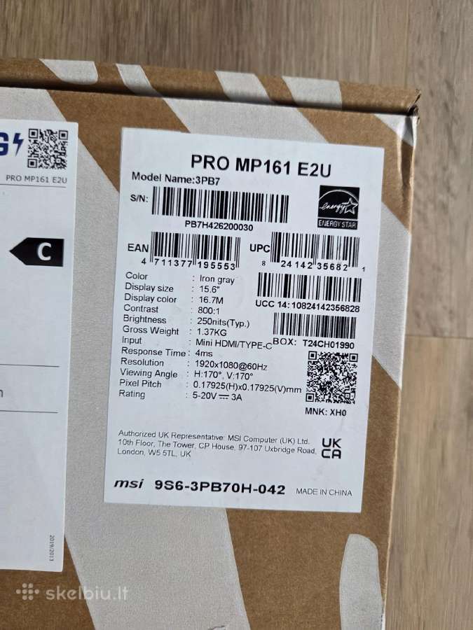 Acer Aopen 16pm1q Msi Pro Mp161 E2u monitorius - nuotraukos Nr. 6