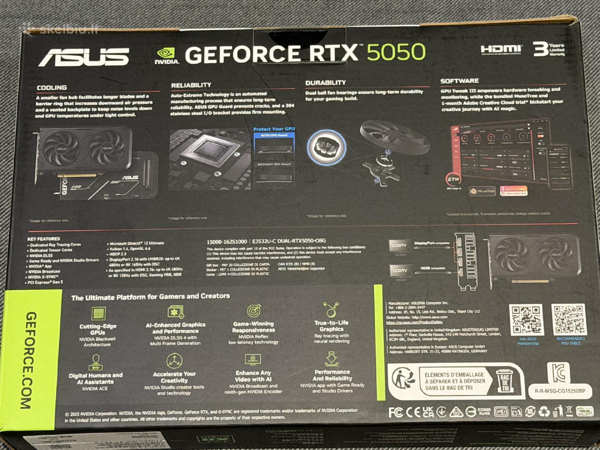Nauja Asus Rtx5050 8gb - nuotraukos Nr. 2