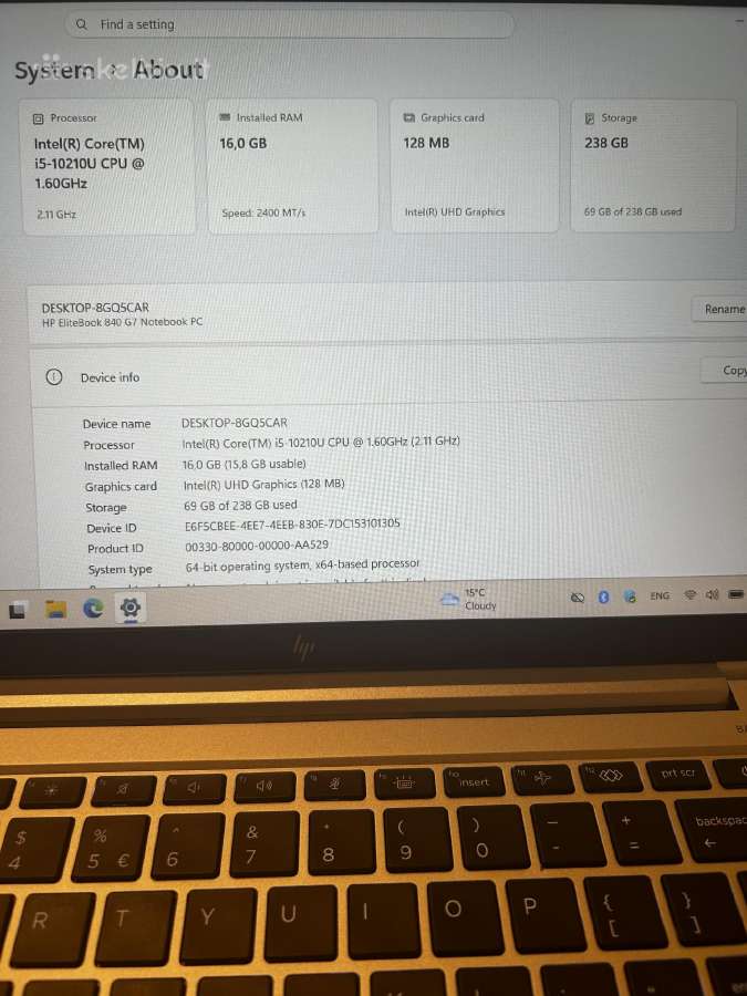 Nešiojamas kompiuteris Hp Elitebook G7 840 - nuotraukos Nr. 3
