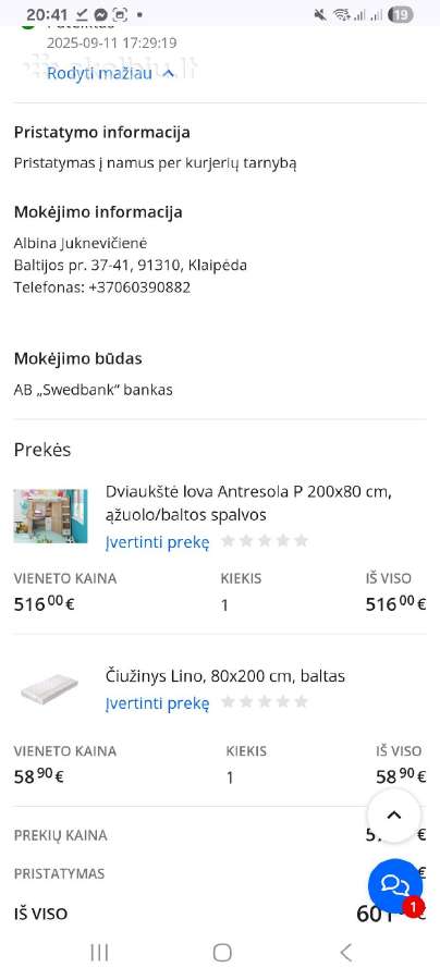 Dviaukštė lova - nuotraukos Nr. 6