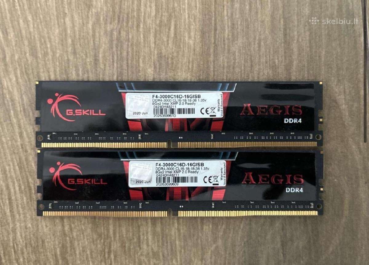 Ddr4 3000mhz Cl16-18-18-38 16gb (2x8gb) - nuotraukos Nr. 2