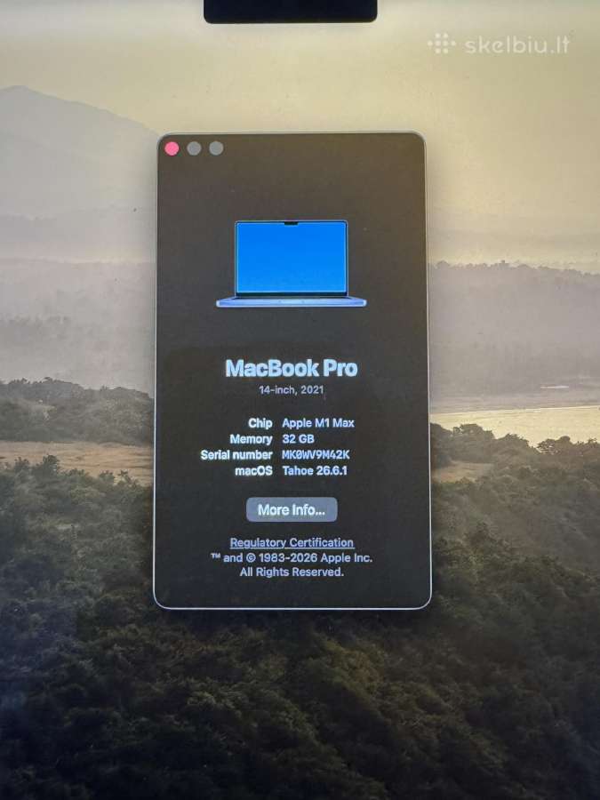 MacBook Pro 14 M1 Max 1tb 32gb - nuotraukos Nr. 11