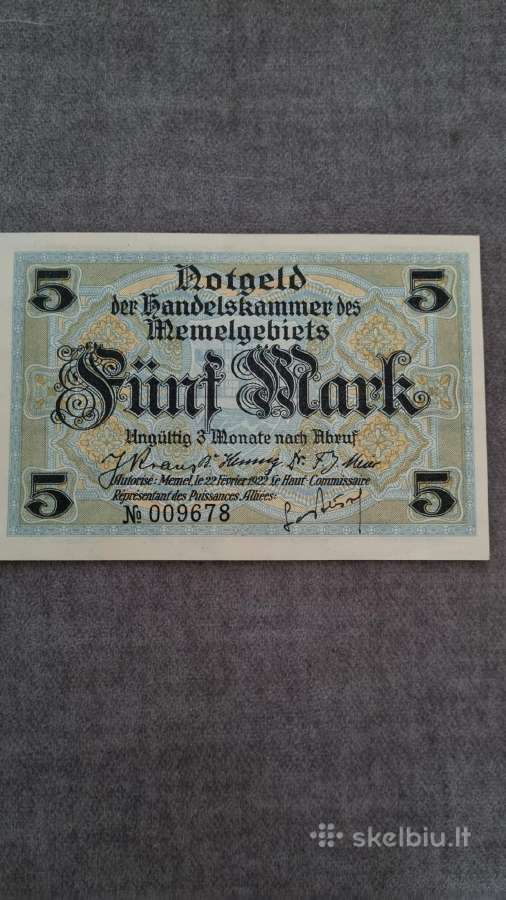 1922 m. Memel (Klaipėda) 5 markių banknotas - nuotraukos Nr. 3
