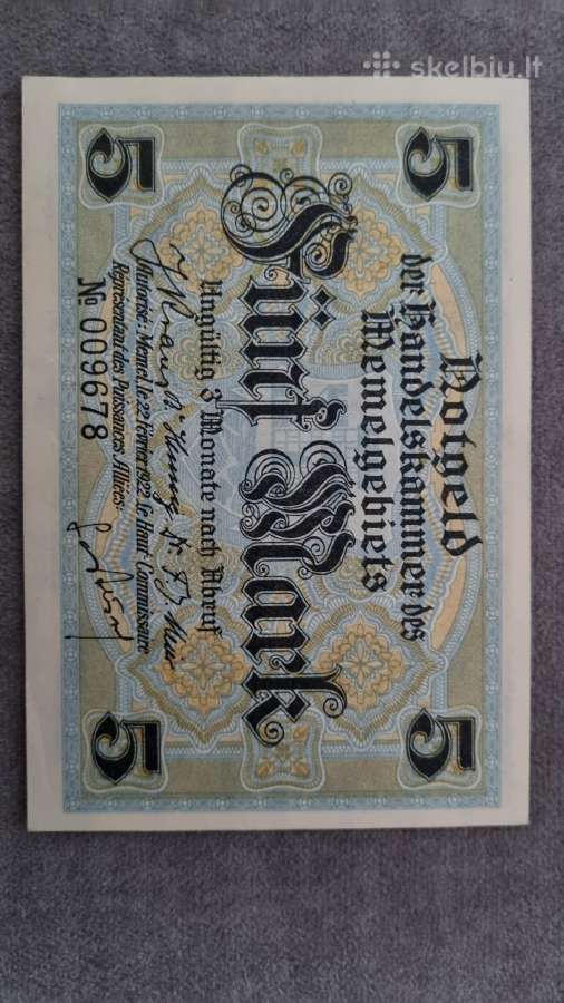 1922 m. Memel (Klaipėda) 5 markių banknotas - nuotraukos Nr. 4