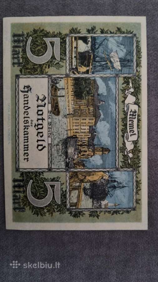 1922 m. Memel (Klaipėda) 5 markių banknotas - nuotraukos Nr. 2