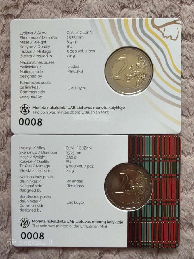 2019m. 2eur. Bu kortelėle vienotais numeriais - nuotraukos Nr. 3