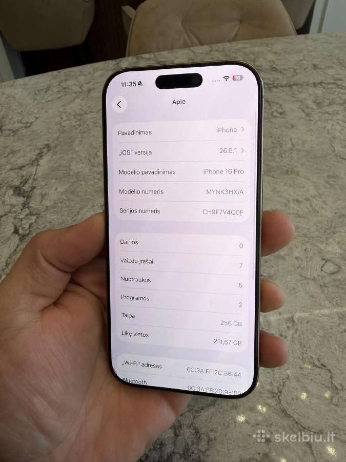 iPhone 16 pro, 256gb 89% - nuotraukos Nr. 3