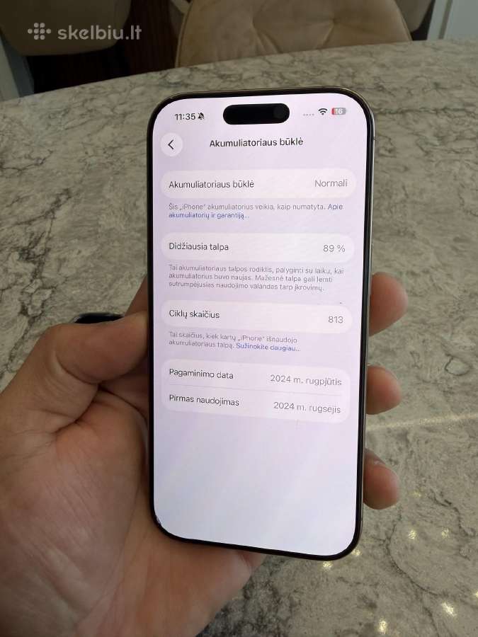 iPhone 16 pro, 256gb 89% - nuotraukos Nr. 4