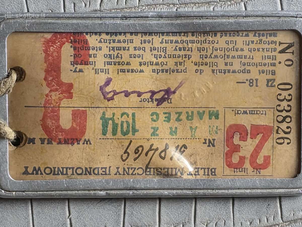 Istorinis Varšuvos tramvajaus bilietas (1944 m.) - nuotraukos Nr. 4