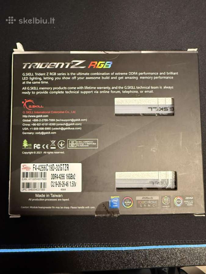 G.skill trident zneo rgb 32gb ddr4 3600mhz cl18 - nuotraukos Nr. 7