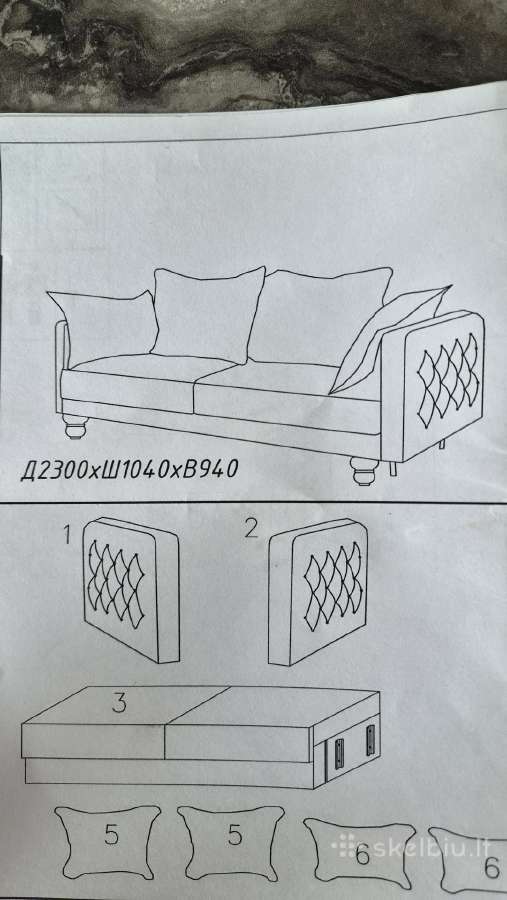 Išskleidžiama sofa „mili“ 3m - nuotraukos Nr. 8