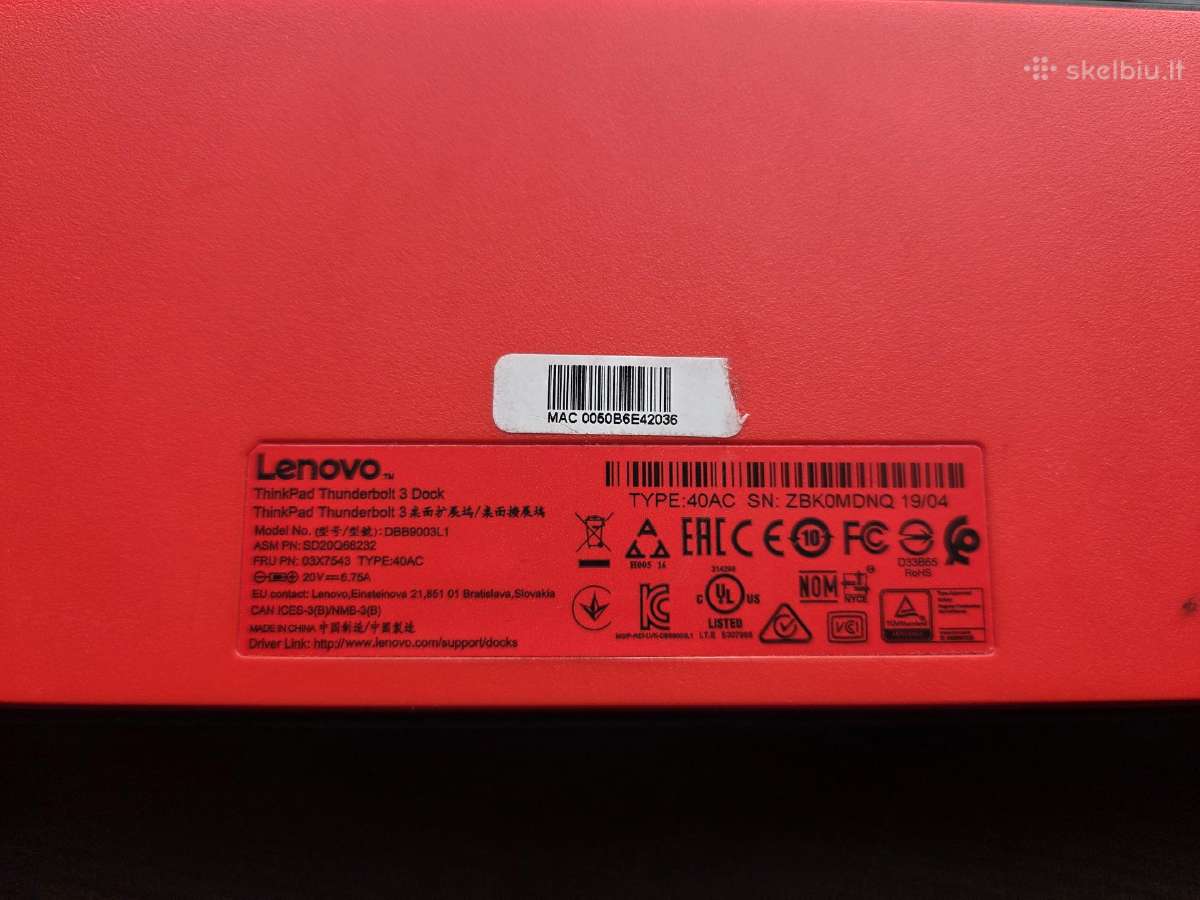 Lenovo Docking Station Usb C - nuotraukos Nr. 3