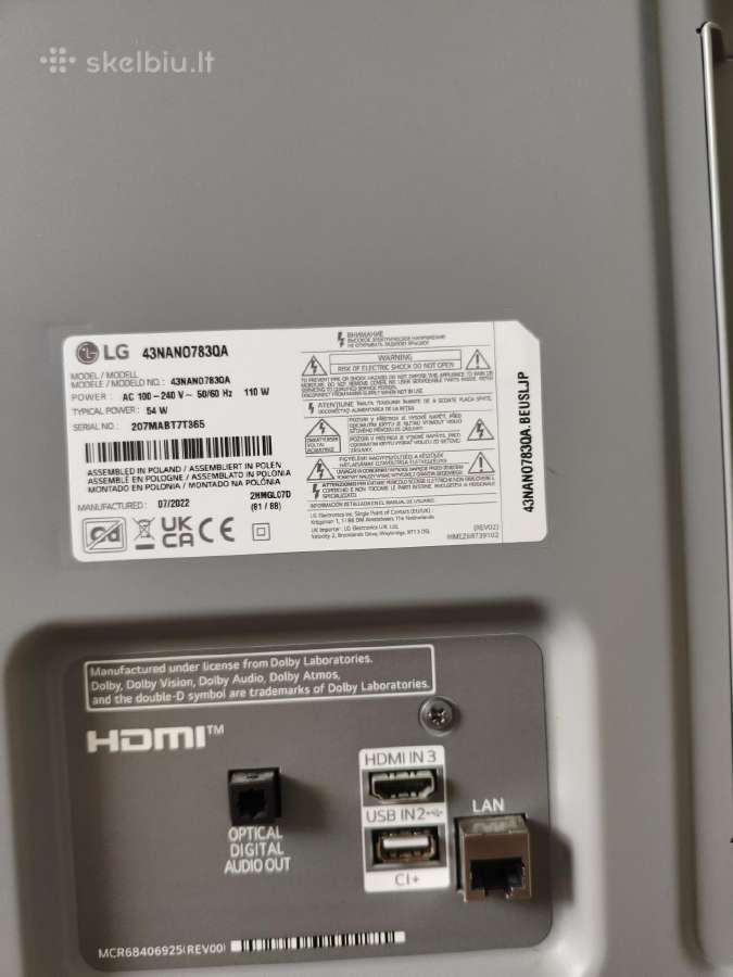 LG 43" 109cm Smart 4k Nanocell - nuotraukos Nr. 22