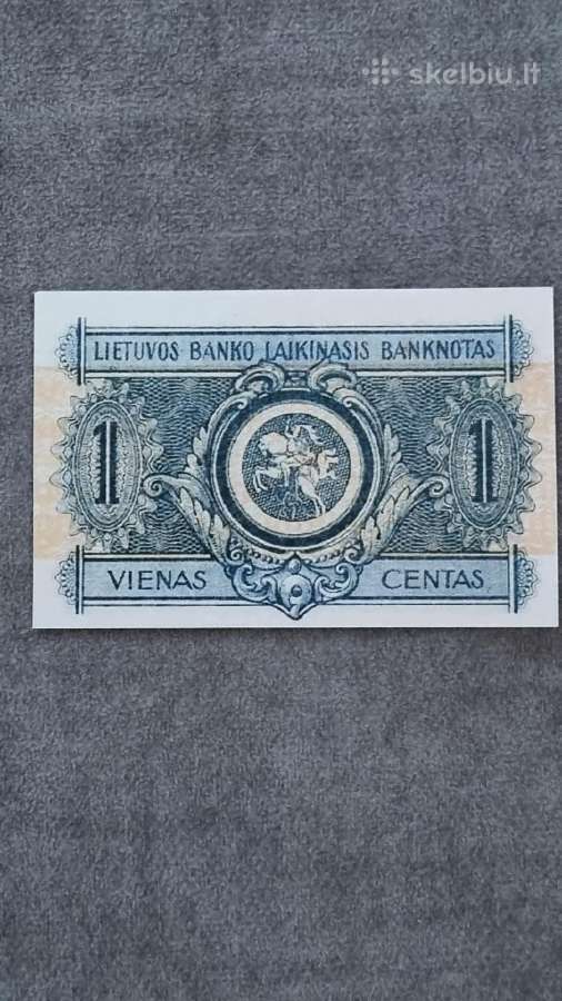 1922 m centas,lietuvos Banko laikinasis banknotas - nuotraukos Nr. 2