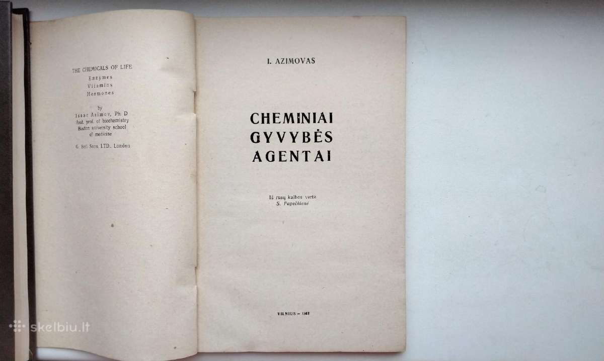 I. Azimovas. Cheminiai gyvybės agentai. 1961 m. le - nuotraukos Nr. 2