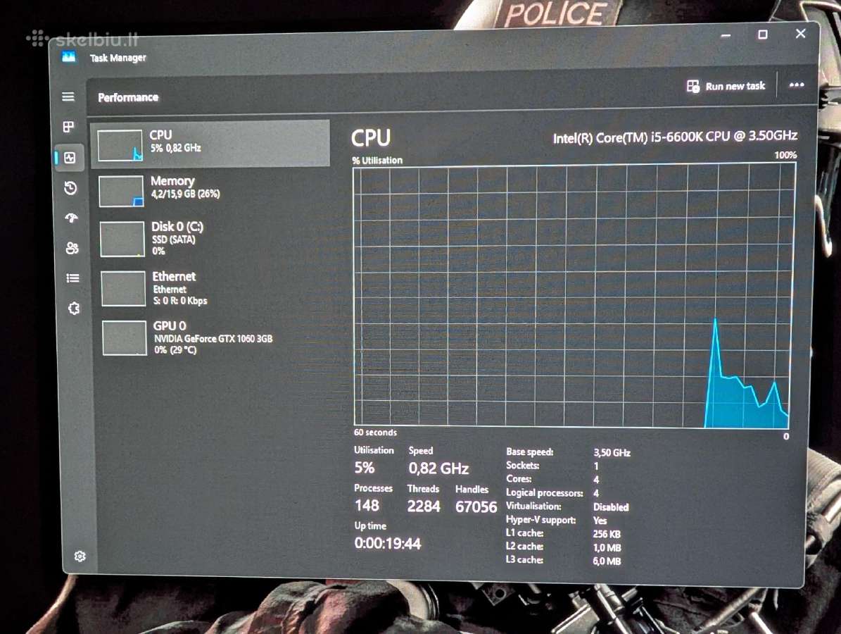 Žaidimų-mokslų Pc komplektas I5 6600k,16gb,1060 - nuotraukos Nr. 8