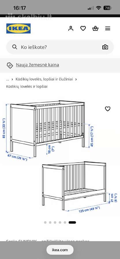 Parduodu Ikea Sundvik kūdikio lovelę - nuotraukos Nr. 2