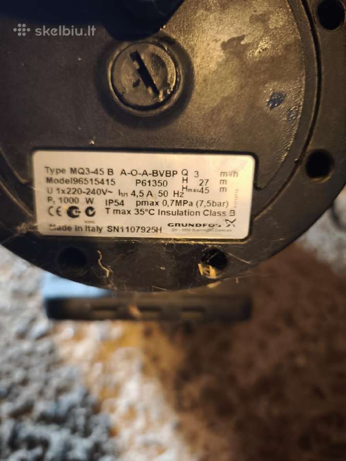 Hidroforas Grundfos Mq3-45 1.0kw 45m 56l/min. - nuotraukos Nr. 2