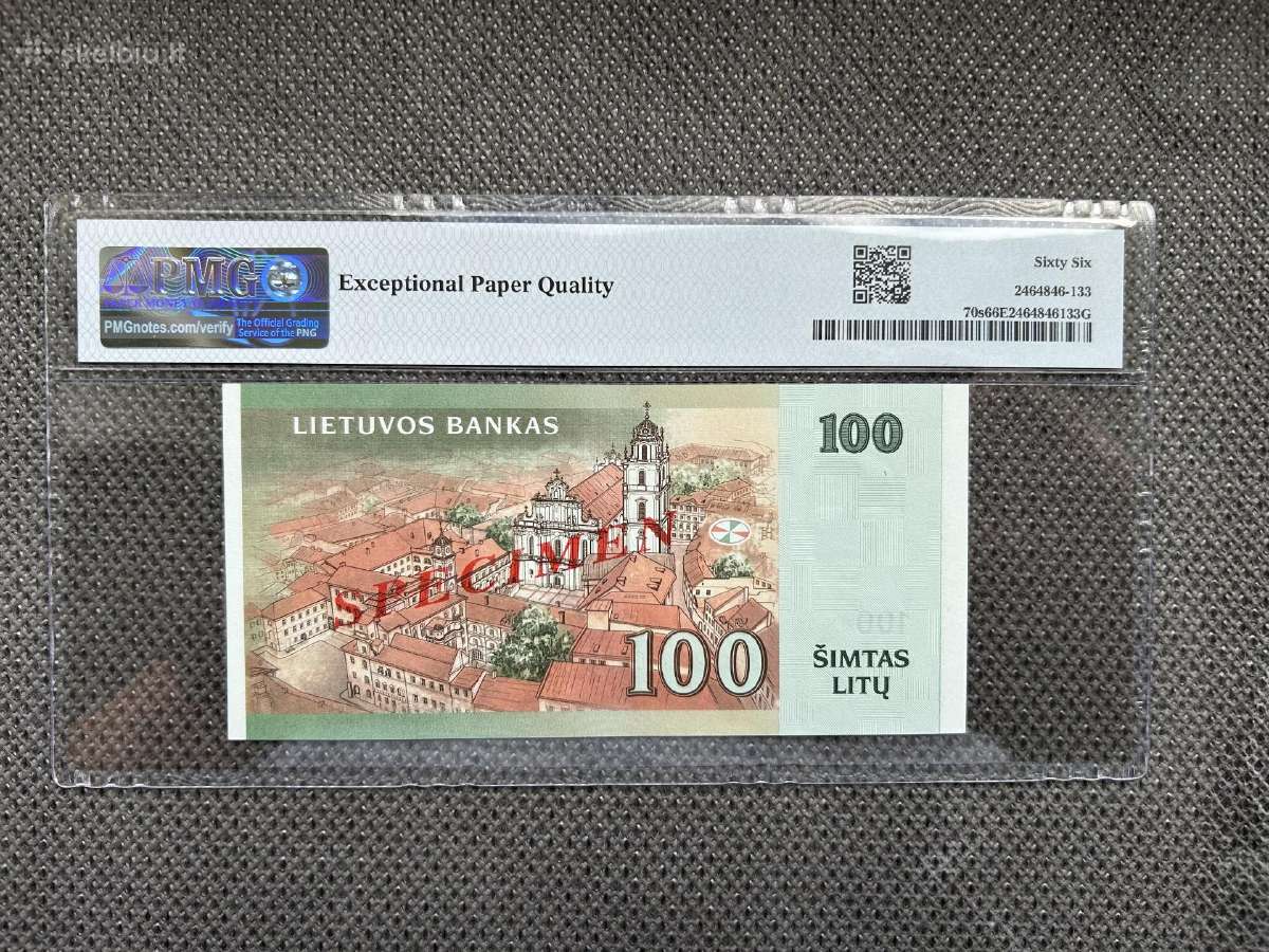 100 Litų 2007 m. Pavyzdys Pmg66 - nuotraukos Nr. 2