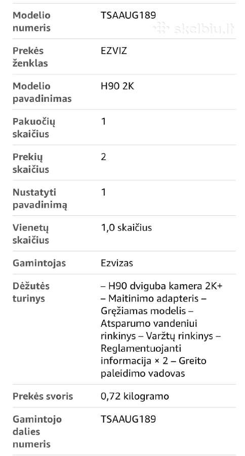 2 objektyvų lauko apsaugos kamera Ezviz H90 - nuotraukos Nr. 7