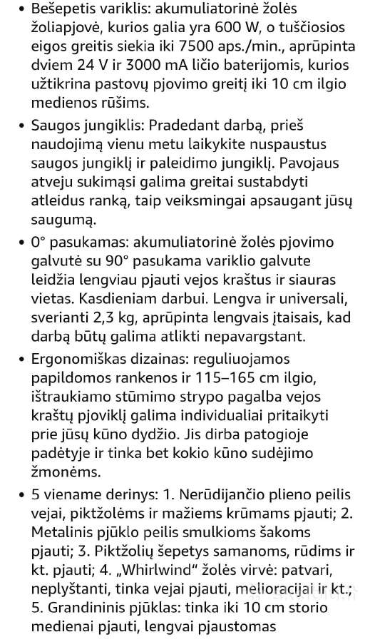 Akumuliatorinė žoliapjovė -trimeris,600w - nuotraukos Nr. 3