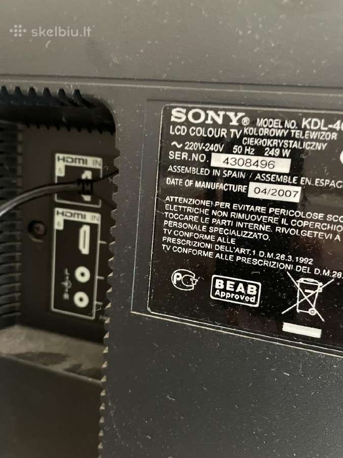 Televizorius Sony Bravia Kdl 46 x 2000 - nuotraukos Nr. 4