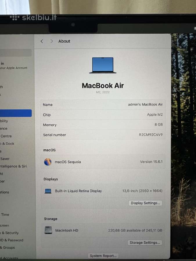 Apple MacBook Air M2 2022 13.6-inch - nuotraukos Nr. 6