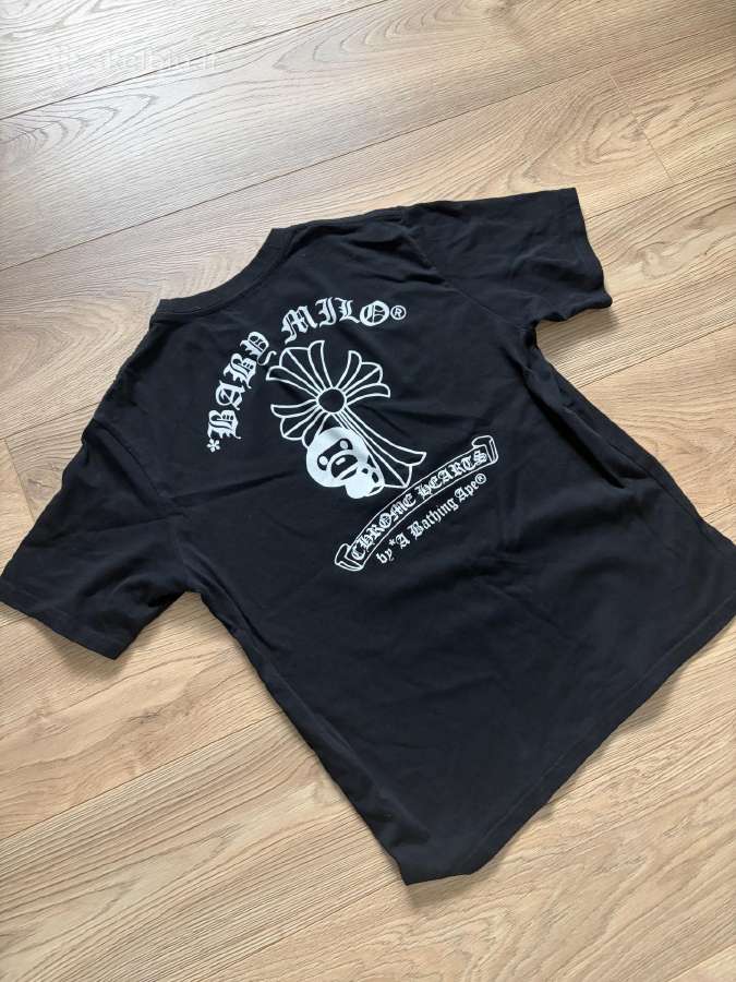 Bape x chrome hearts black Tshirt - nuotraukos Nr. 4