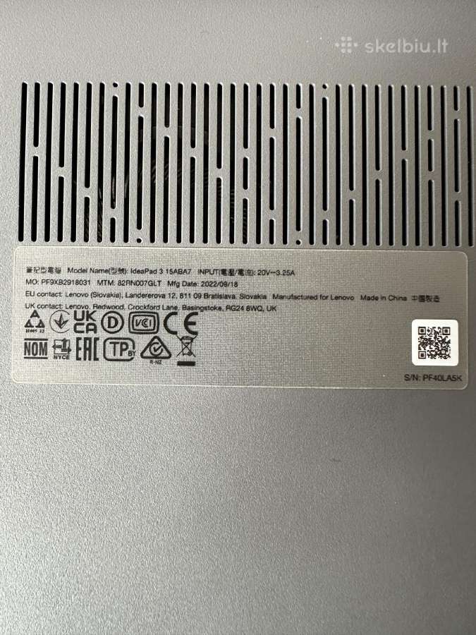 Lenovo Ideapad 3 15aba7 nešiojamas kompiuteris - nuotraukos Nr. 3