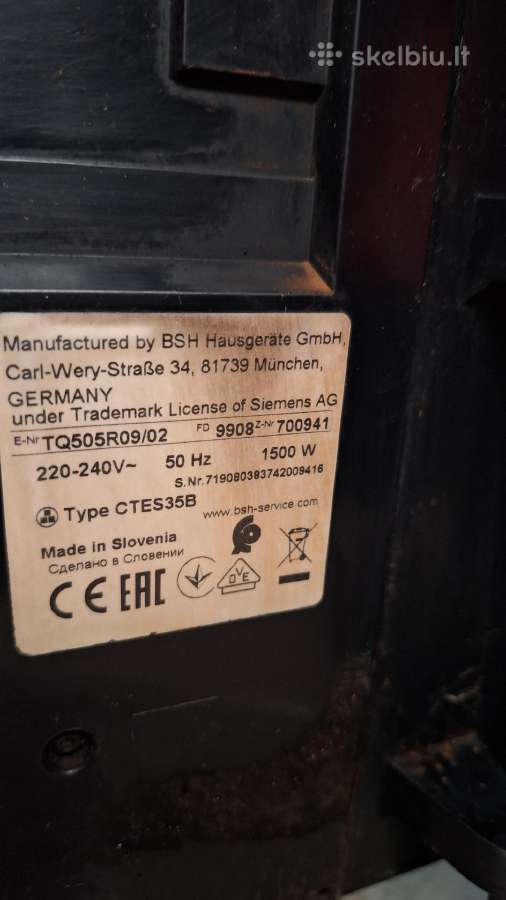 Automatinis kavos aparatas Siemens Tq505r09 - nuotraukos Nr. 8