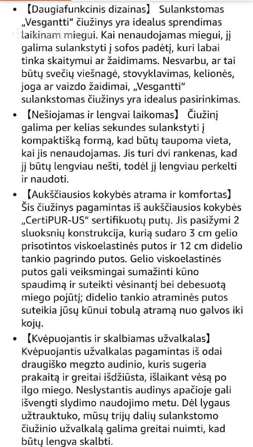 3-1 sulankstomas čiužinys Vesgantti - nuotraukos Nr. 4